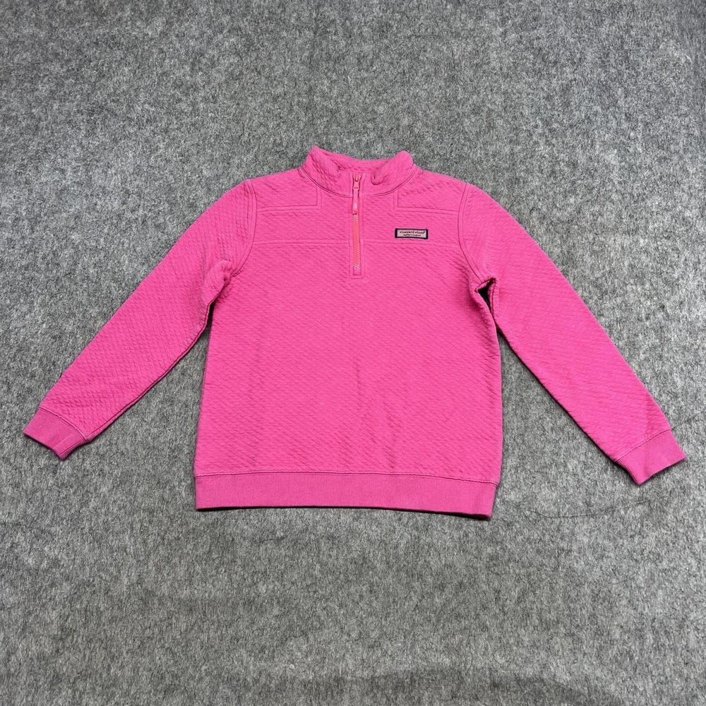 Vineyard Vines Sweatshirt Girls14 Pink 1/4 Zip Mock Neck Pullover Casual Kids